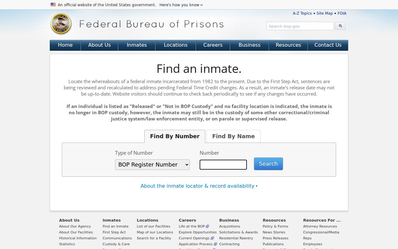 Buchanan County arrest research using the federal inmate locator