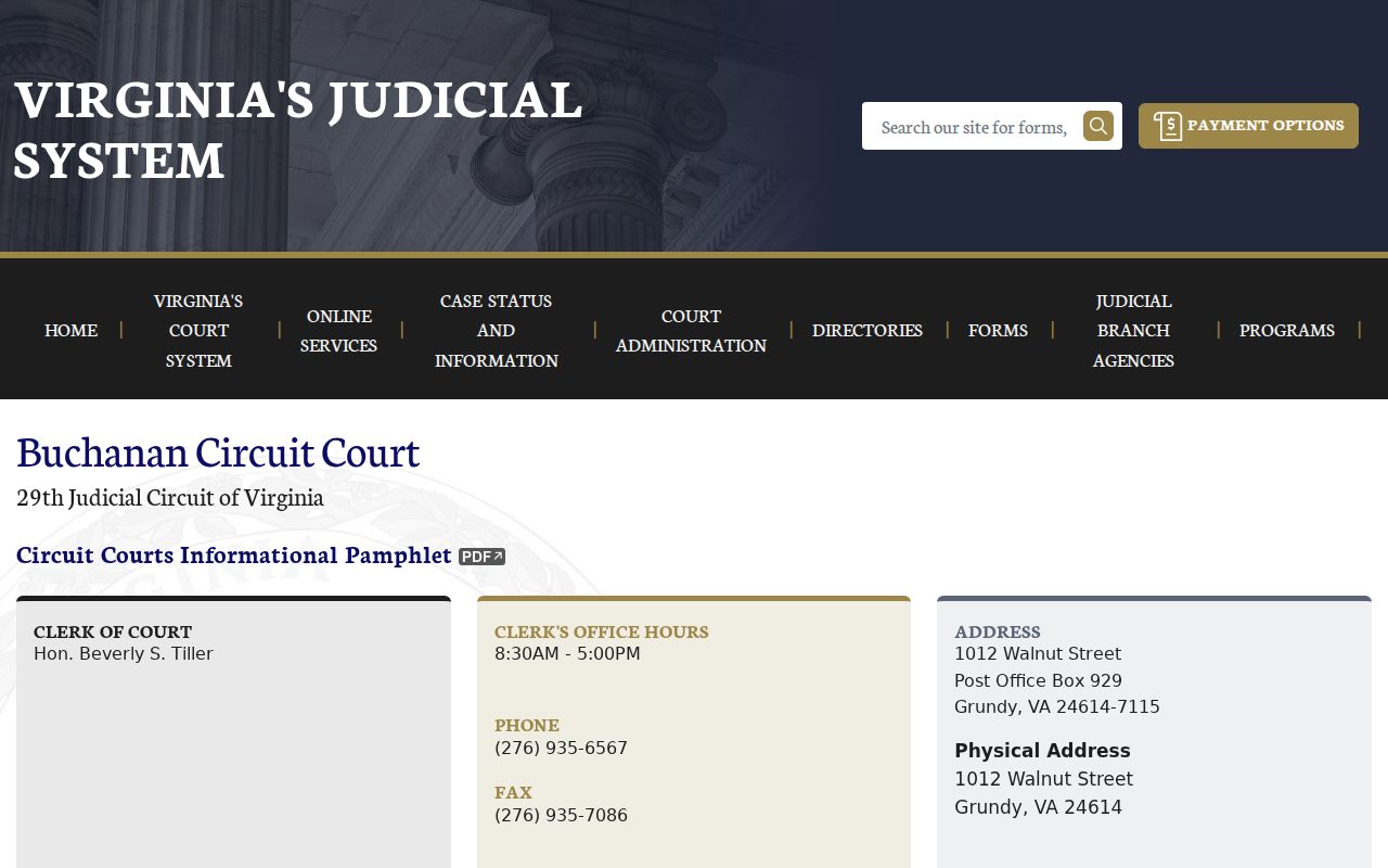 Buchanan County criminal court case information on the Circuit Court page