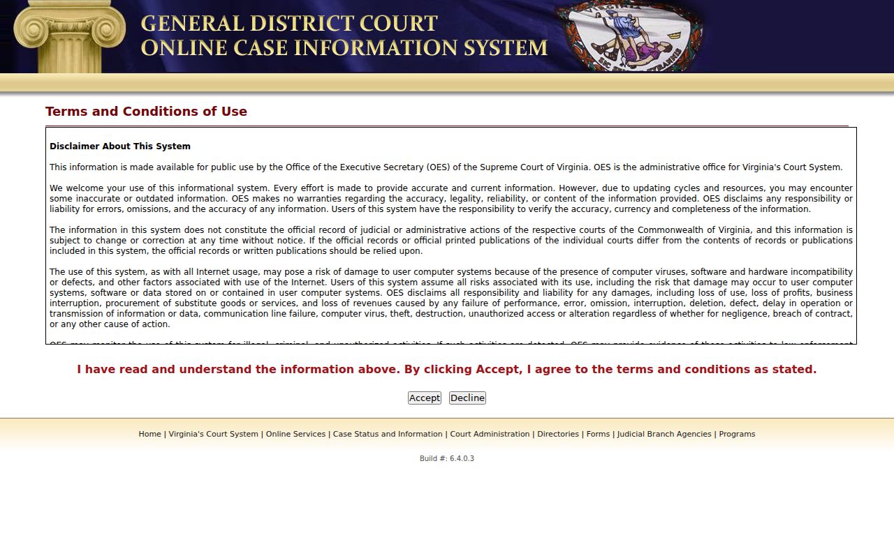 Buchanan County General District criminal case search interface
