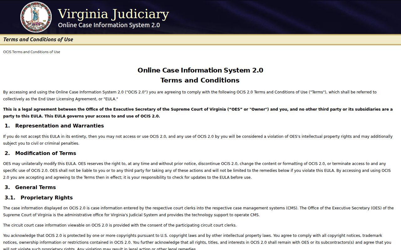 Buchanan County court case lookup through Virginia OCIS 2.0
